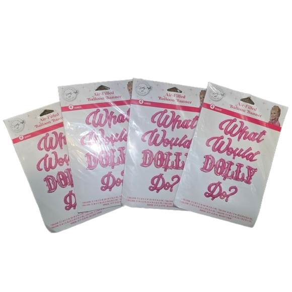 Dolly Parton "What Would Dolly Do?" Air-Filled Pink Party Balloon Banner - Picture 3 of 3